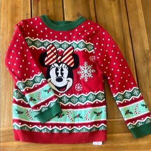 Disney Red and Green Minnie Mouse Holiday Sweater